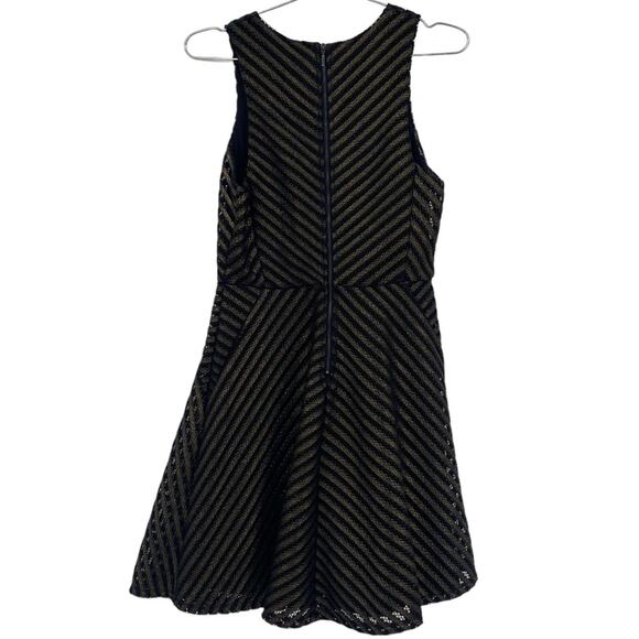 Mossimo Black and Metallic Gold V-Neck Sleeveless Fit and Flare Dress - Picture 4 of 6